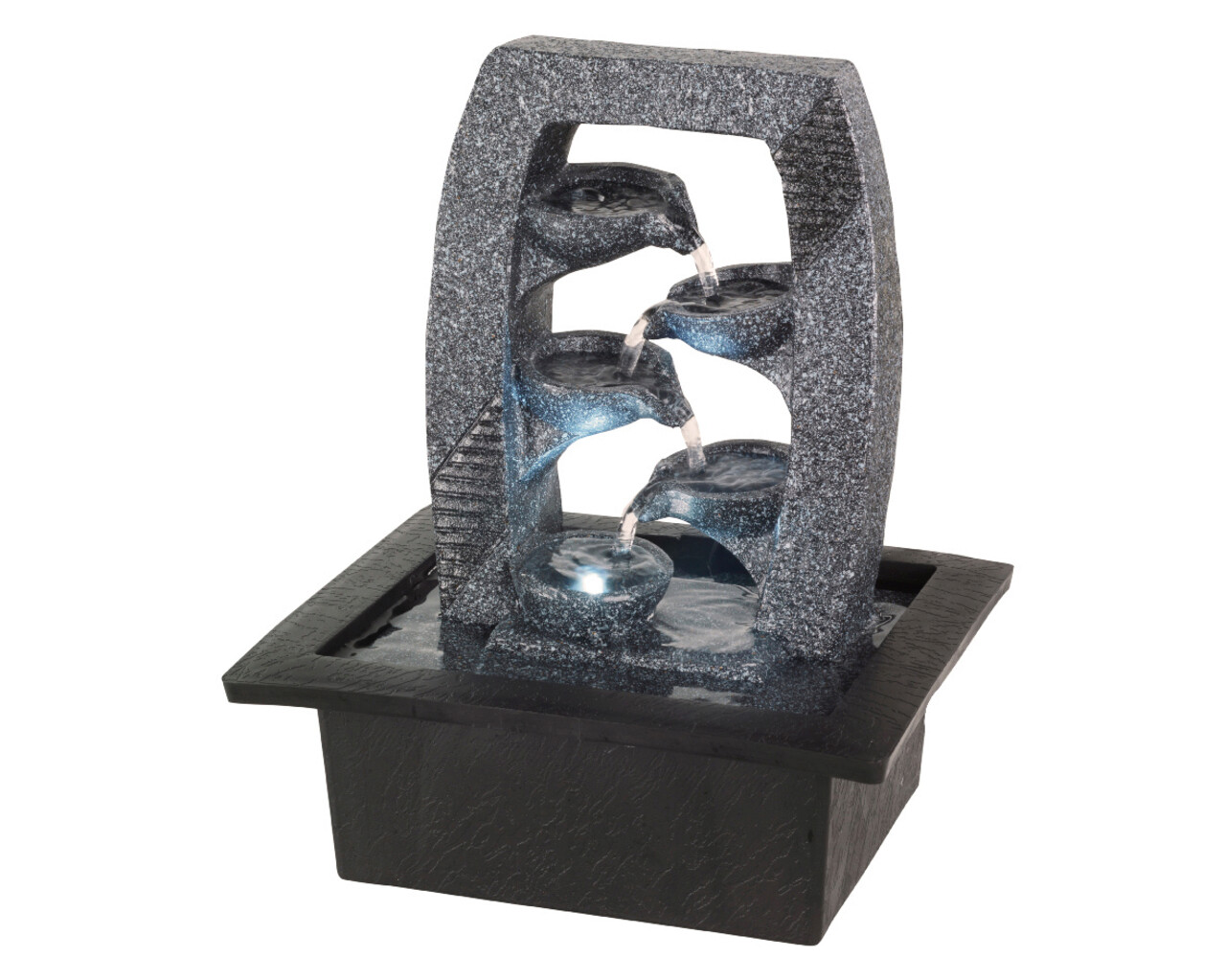 Fantana decorativa cu iluminare LED interior/exterior Lyra, Lumineo, 18.8 x 21.5 x 25 cm, IP44, polirasina, gri - imagine 3